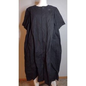 Beira Women's Oversized Dress 0 Black S/S Lagenlook Minimalist Pleated D